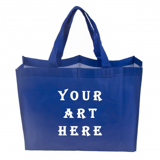 15.8" W x 13" H x 4" D Nylon Handle Laminated Tote Bag